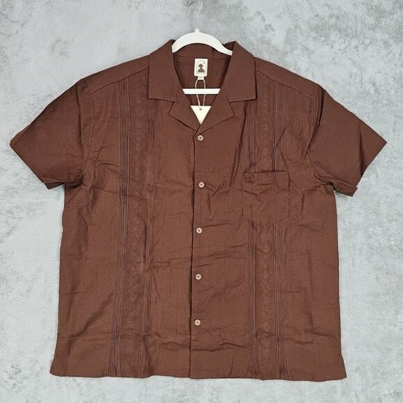 Dandy Del Mar Other - Dandy Del Mar Brisa Linen Shirt Mens Size XXXL Brown Woven Embroidered NWT